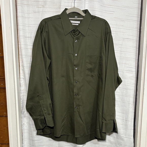 Men's Olive Green Dress Shirt - Picture 1 of 6